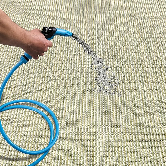 Keen Home Design Terrace Outdoor Runner Rug - 26"x91" Washable Indoor/Outdoor Rug for Patio, Kitchen, Balcony, Beach, Garden, Deck and Porch, Size: 2'2" x 7'7", Solid Green