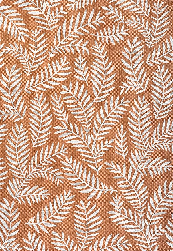 JONATHAN Y Palm Frond Indoor Outdoor Area Rug 3X5 Orange/Cream, Nevis for Backyard, Patio, Porch, Easy-Cleaning, High Traffic, Pet-Friendly, Non-Shedding (SMB119E-3)