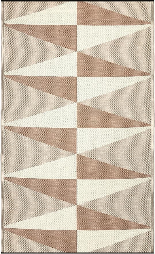 Fab Habitat Geometric Modern Minimalist Outdoor Rug - Waterproof, Crease-Free Fade Resistant, Reversible - Recycled Plastic - Patio Porch Balcony Deck Yard Garden - Tuscon Natural - 5x8 ft