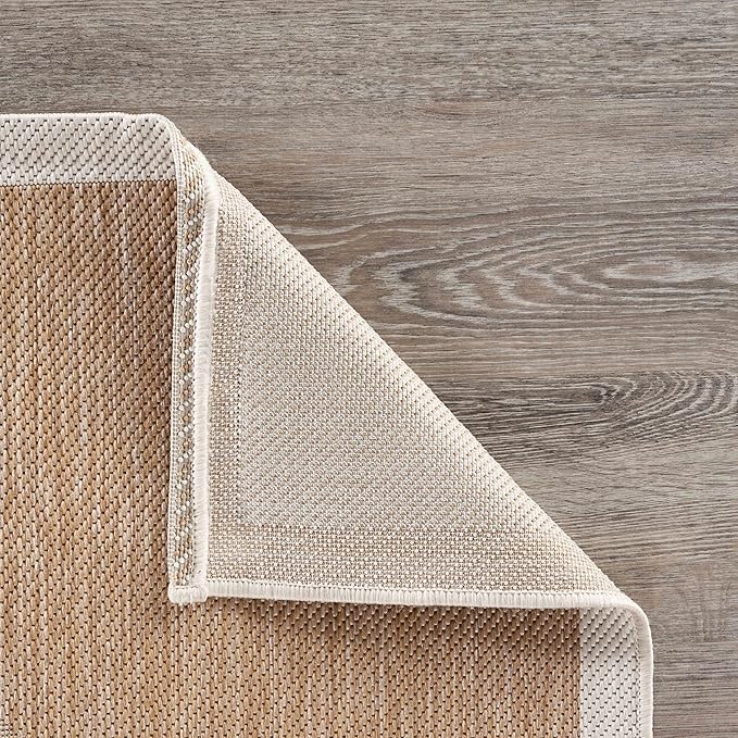 LR Home 8x10 Indoor/Outdoor Area Rug for Home Decor | Tropical Flamingo Large Size Carpet for Living Room, Bedroom, Playroom, Patio, Garden | Modern Farmhouse Rug | Beige/Tan