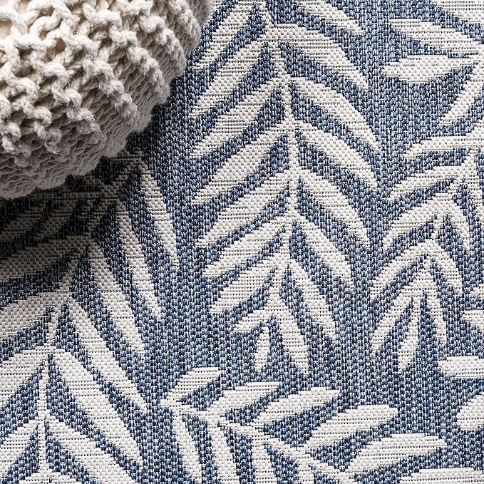 JONATHAN Y Palm Frond Indoor Outdoor Runner Rug 2X8 Navy/Ivory, Nevis for Backyard, Patio, Porch, Easy-Cleaning, High Traffic, Pet-Friendly, Non-Shedding (SMB119B-28)