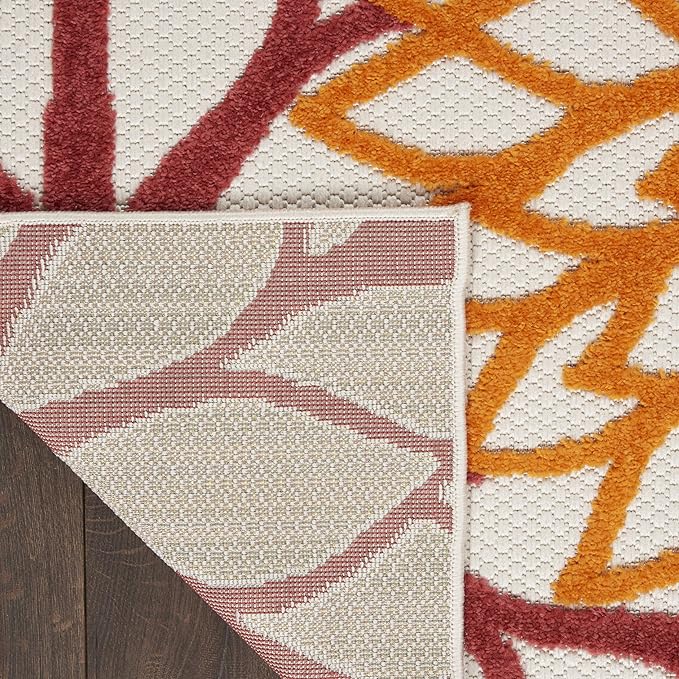 Nourison Home Aloha 6' Runner Red Multicolored Fabric Tropical Area Rug (6' Runner)