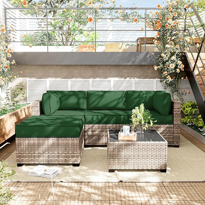 Patio Furniture Cushions, Replacement Outdoor Cushions for 4-Seat Patio Furniture, Waterproof Cushions for Outdoor Sectional Sofa Couch, Green