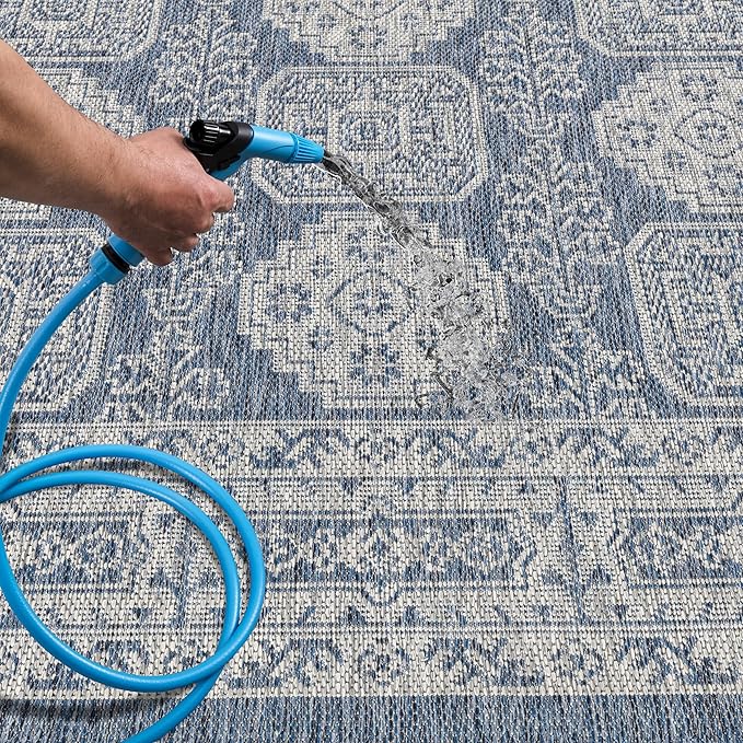 Keen Home Design Terrace Outdoor Throw Rug - 36"x60" Washable Indoor/Outdoor Rug for Patio, Kitchen, Balcony, Beach, Garden, Deck and Porch, Size: 3' x 5', Trend Navy