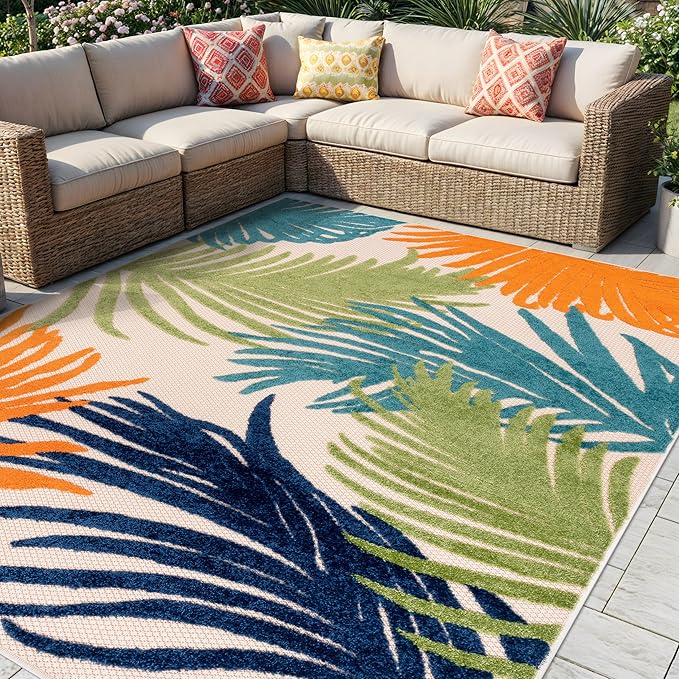 Rugshop Lucca Contemporary Floral Indoor/Outdoor 10' X 14' Multi