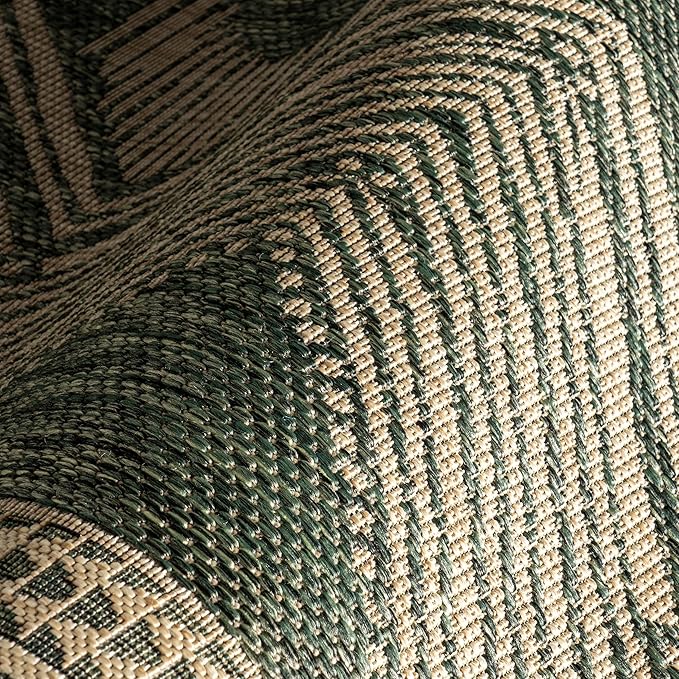nuLOOM 10' x 14' Outdoor Tribal Geometric Area Rug, Stain Resistant, Weather Resistant, High Traffic, Patio, Balcony, Outside, Ranya Green