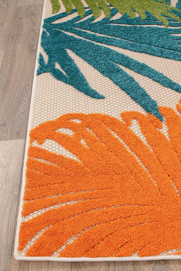 Rugshop Multi Lucca Contemporary Floral Indoor/Outdoor Area Rug Durable Polypropylene, Weather Resistant, Easy Maintenance, Perfect for Patio, Backyard, Deck and Outdoor Lounge 5' x 7'