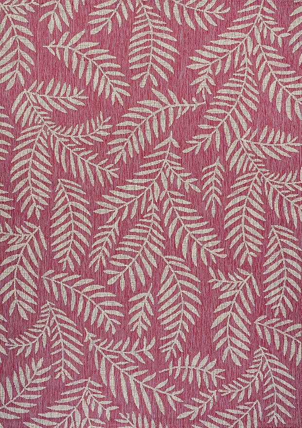 JONATHAN Y Palm Frond Indoor Outdoor Area Rug 5X8 Fuchsia/Light Gray, Nevis for Backyard, Patio, Porch, Easy-Cleaning, High Traffic, Pet-Friendly, Non-Shedding (SMB119F-5)