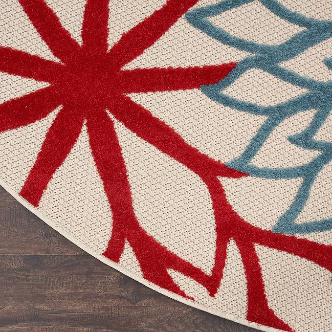 Nourison Home Aloha Green 7'10" x Round Area Rug - Easy Clean, Non Shedding, Bed Room, Living Room, Dining Room, Kitchen (8' x Round)