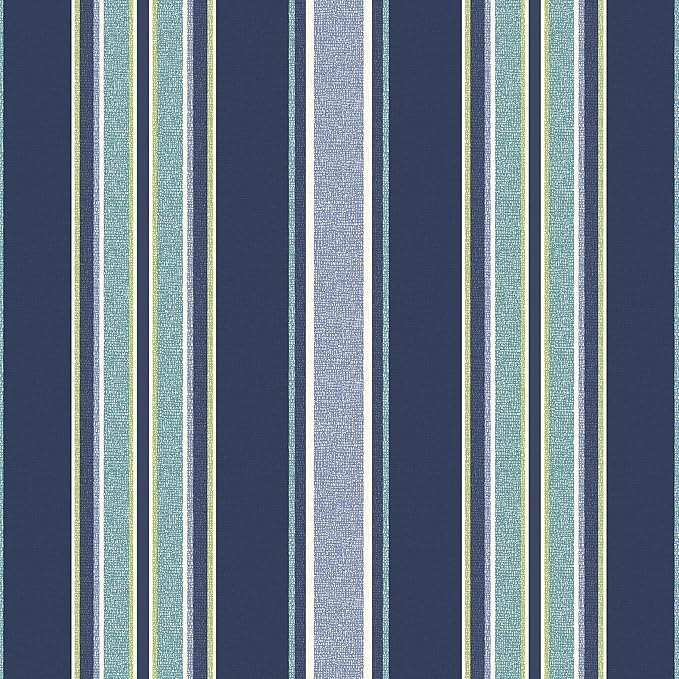 Arden Outdoor Foam Deep Seat Cushion Set, 24 in x 24 in, Weather-Proof, Rain-Proof, Fade Resistant Patio Cushion, Bottom and Back Cushion for Chair, Sofa, and Couch Sapphire Aurora Blue Stripe