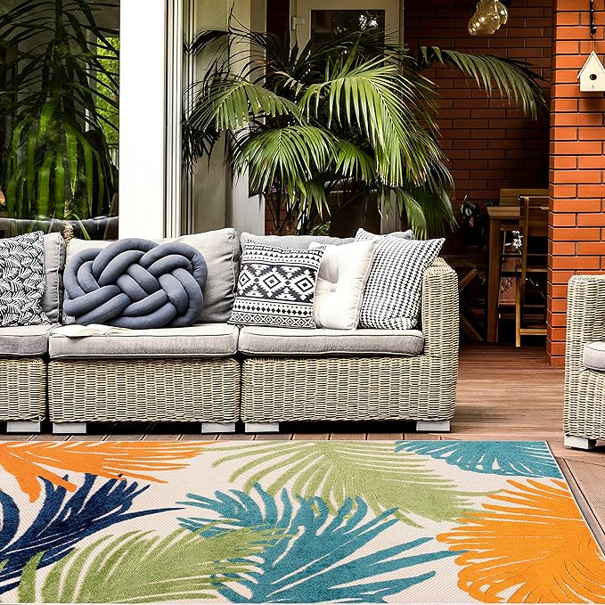 Rugshop Multi Lucca Contemporary Floral Indoor/Outdoor Area Rug Durable Polypropylene, Weather Resistant, Perfect for Patio, Backyard, Deck and Outdoor Lounge, High Traffic Areas 12' x 15'