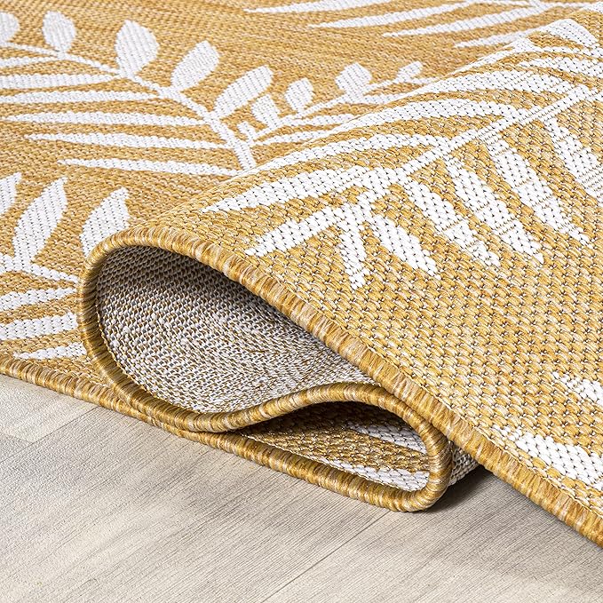 JONATHAN Y Palm Frond Indoor Outdoor Area Rug 3X5 Yellow/Cream, Nevis for Backyard, Patio, Porch, Easy-Cleaning, High Traffic, Pet-Friendly, Non-Shedding (SMB119C-3)