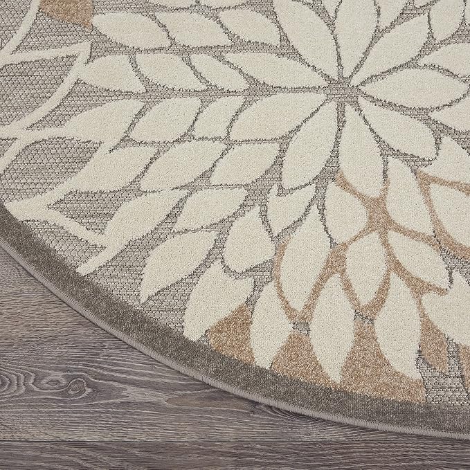 Nourison Home Aloha Natural 7'10" x Round Area Rug - Easy Clean, Non Shedding, Bed Room, Living Room, Dining Room, Kitchen (8' x Round)