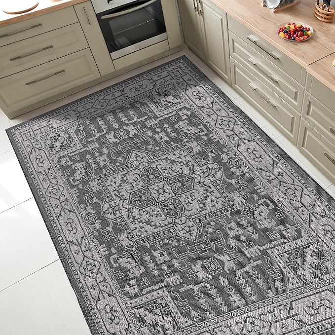 Keen Home Design Terrace Outdoor Area Rug - 46"x67" Washable Indoor/Outdoor Rug for Patio, Kitchen, Balcony, Beach, Garden, Deck and Porch, Size: 3'10" x 5'7", Medallion