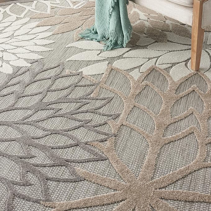 Nourison Home Aloha Natural 7'10" x Round Area Rug - Easy Clean, Non Shedding, Bed Room, Living Room, Dining Room, Kitchen (8' x Round)