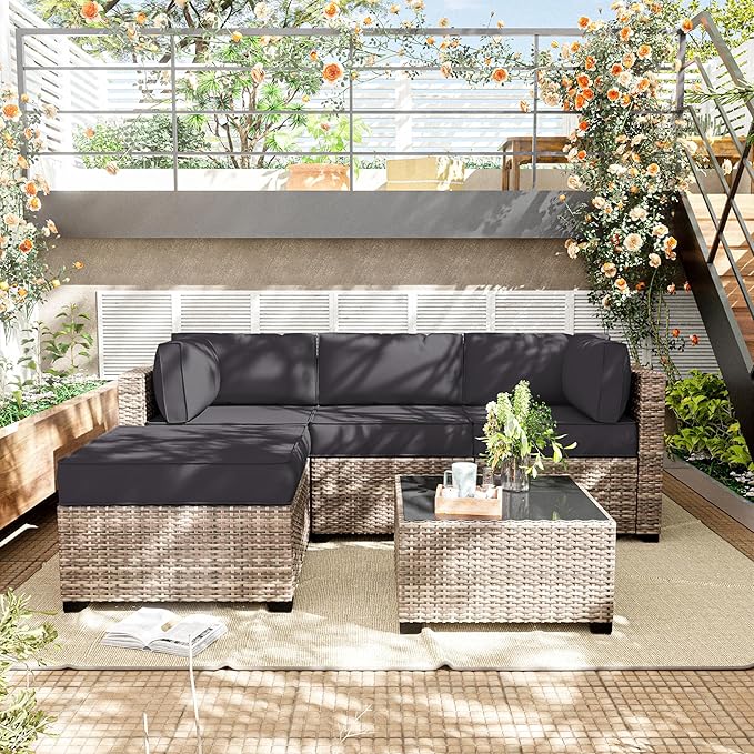 Patio Furniture Cushions, Replacement Outdoor Cushions for 4-Seat Patio Furniture, Waterproof Cushions for Outdoor Sectional Sofa Couch, Grey