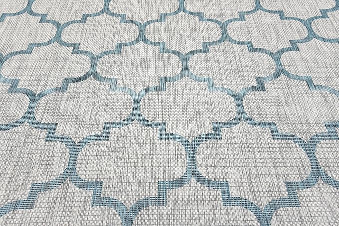 Unique Loom Outdoor Trellis Collection Area Rug (8' x 11' 4" Rectangle, Gray/ Ivory)
