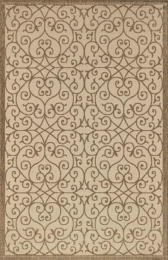 JONATHAN Y Vintage Filigree Indoor Outdoor Area Rug 9X12 Beige/Brown, Madrid Textured Weave for Backyard, Patio, Porch, Easy-Cleaning, High Traffic, Pet-Friendly, Non-Shedding (SMB107B-9)
