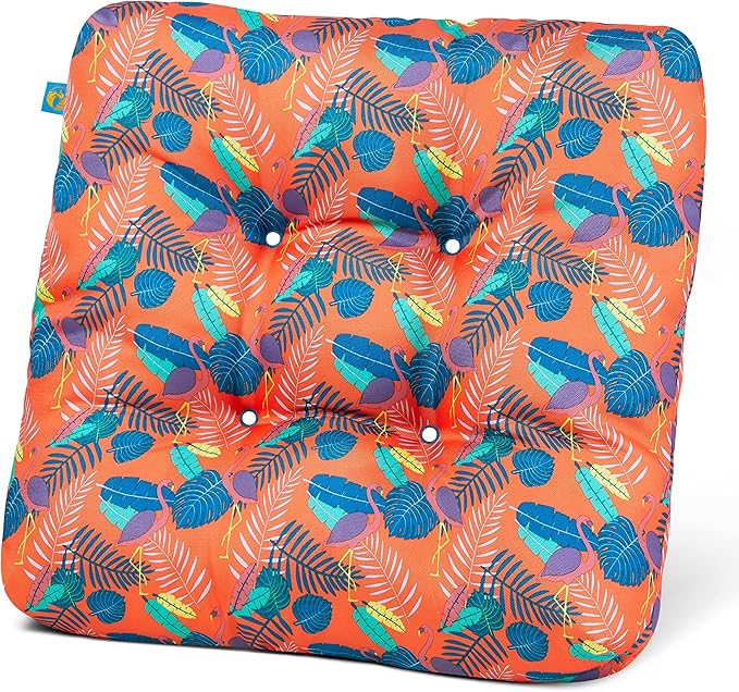 Duck Covers DCPPCH19195-2PK, Pool Party Flamingo Water-Resistant Indoor/Outdoor Seat Cushions, 19 x 19 x 5 Inch, 2 Pack, Outdoor Patio Cushions