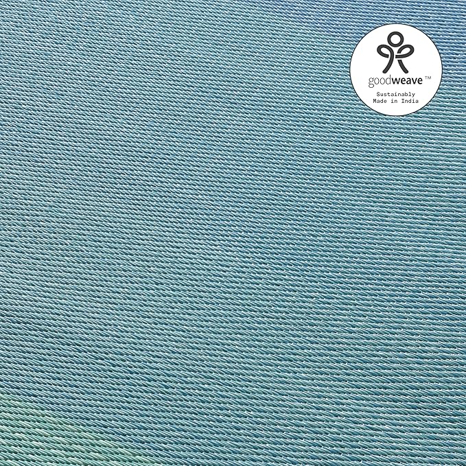 Fab Habitat Outdoor Rug - Waterproof, Fade Resistant, Crease-Free - Premium Recycled Plastic - Ombre - Patio, Deck, Porch, Balcony, Laundry Room - Big Sur - Teal - 4 x 6 ft