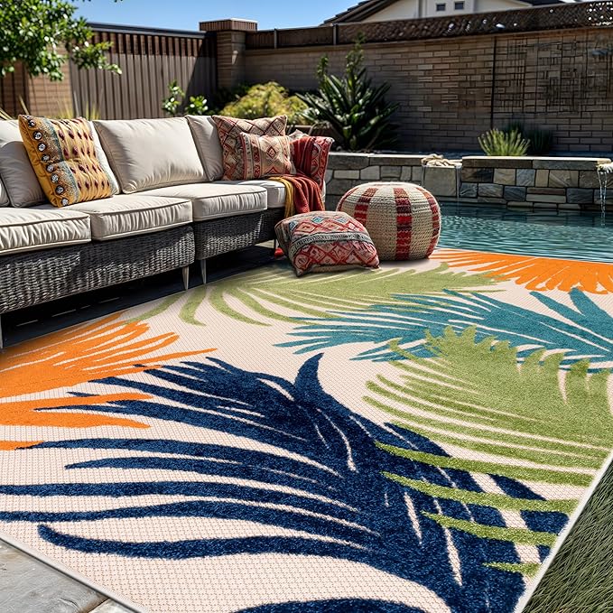 Rugshop Lucca Contemporary Floral Indoor/Outdoor 10' X 14' Multi