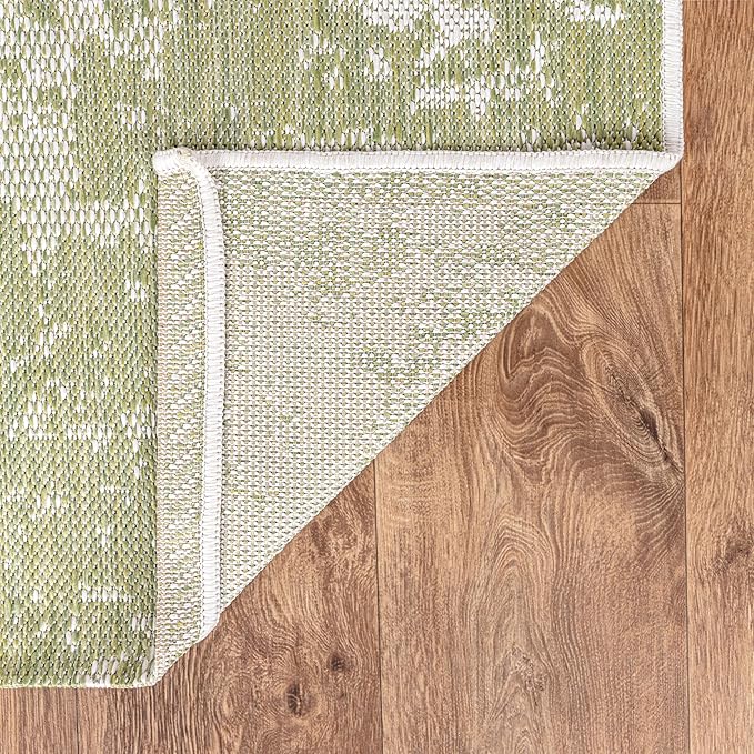 Keen Home Design Terrace Outdoor Throw Rug - 36"x60" Washable Indoor/Outdoor Rug for Patio, Kitchen, Balcony, Beach, Garden, Deck and Porch, Size: 3' x 5', Abstract Green