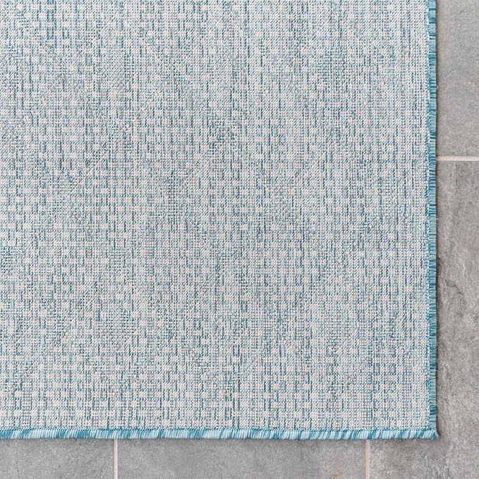 Unique Loom Outdoor Trellis Collection Area Rug - Tribal Trellis (3' 3" x 5' 3" Rectangle, Aqua/ Ivory)
