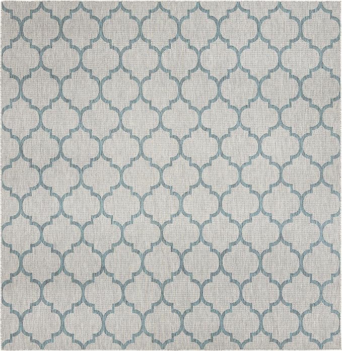 Unique Loom Outdoor Trellis Collection Area Rug - Trellis (Square 10' 8" x 10' 8", Gray/ Ivory)