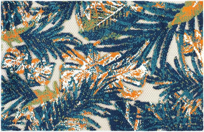 Rugshop Tropical Floral Leaves Indoor/Outdoor Area Rug Durable Polypropylene, Non-Shedding, Easy to Clean, Perfect for Patio, Backyard, Deck and Outdoor Lounge, High Traffic Areas, 2'7" x 4'