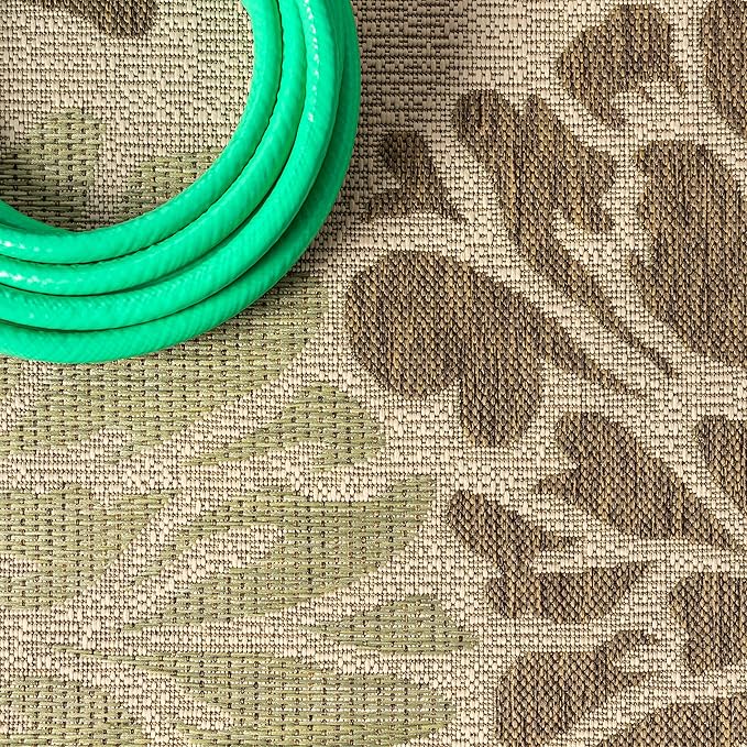 JONATHAN Y Floral Textured Weave Indoor Outdoor Runner Rug 2X10 Sage/Brown, Zinnia Modern for Backyard, Patio, Porch, Easy-Cleaning, High Traffic, Pet-Friendly, Non-Shedding (SMB110A-210)