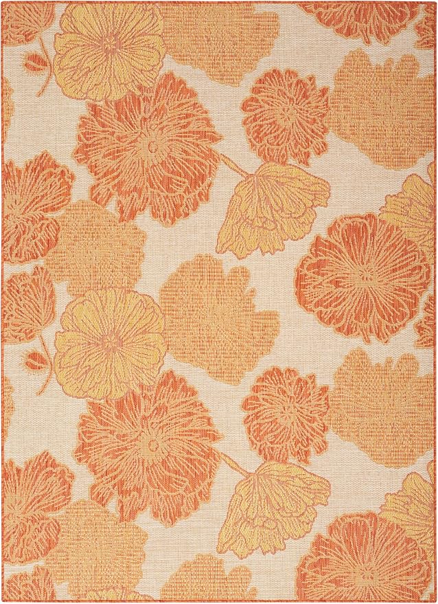 Nourison Home Garden Oasis Coral 6' x 9' Area Rug - Easy Clean, Non Shedding, Bed Room, Living Room, Dining Room, Kitchen (6' x 9')