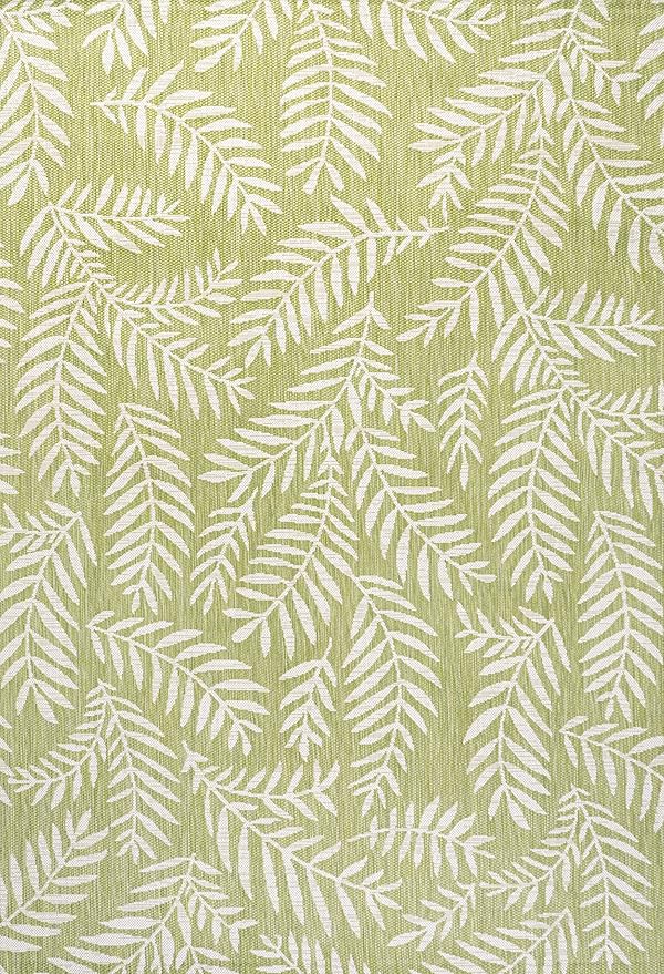 JONATHAN Y Palm Frond Indoor Outdoor Area Rug 4X6 Green/Cream, Nevis for Backyard, Patio, Porch, Easy-Cleaning, High Traffic, Pet-Friendly, Non-Shedding (SMB119D-4)
