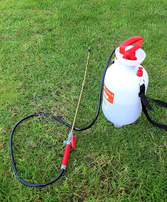 TABOR TOOLS 1.3 Gallon Lawn and Garden Pump Pressure with Pressure Relief Valve, Adjustable Shoulder Strap, Telescopic Adjustable Wand and Extra Set of Seals. N50TA.