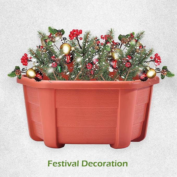 ORIMERC 9.8 inch 4 Pack Brick Red Wall Hanging Planters Pots for Indoor Plants, Wall Plants Holder with Drainage Hole, Balcony planters Railing Hanging Pot, Plant Wall Mount Decor with Hook/Screws