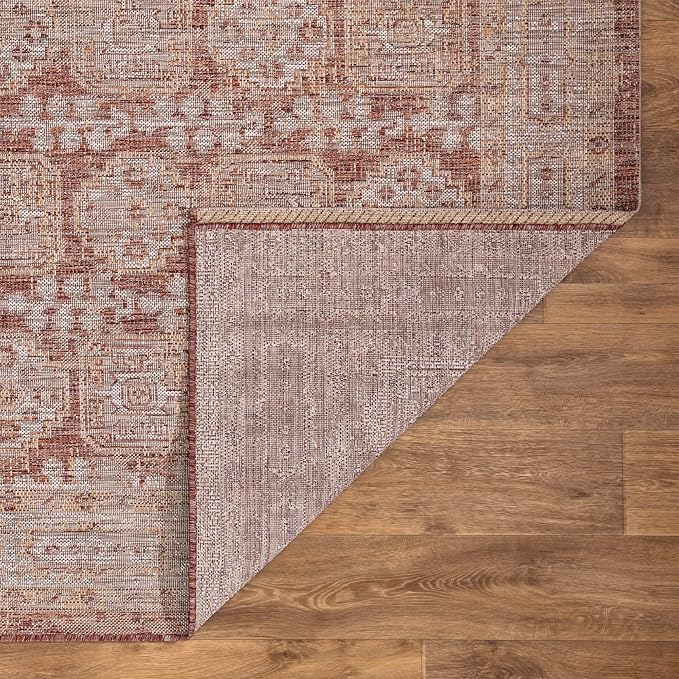 Keen Home Design Terrace Outdoor Runner Rug - 26"x91" Washable Indoor/Outdoor Rug for Patio, Kitchen, Balcony, Beach, Garden, Deck and Porch, Size: 2'2" x 7'7", Trend Red