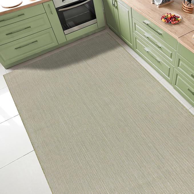 Keen Home Design Terrace Outdoor Throw Rug - 36"x60" Washable Indoor/Outdoor Rug for Patio, Kitchen, Balcony, Beach, Garden, Deck and Porch, Size: 3' x 5', Solid Green