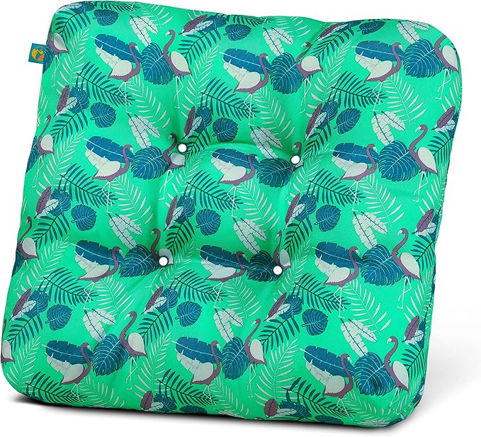 Duck Covers Water-Resistant Indoor/Outdoor Seat Cushions, 19 x 19 x 5 Inch, 2 Pack, Mojito Flamingo