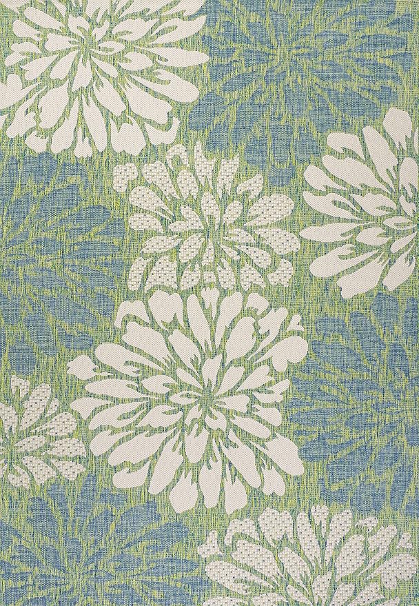 JONATHAN Y Floral Textured Weave Indoor Outdoor Area Rug 10X14 Cream/Green, Zinnia Modern for Backyard, Patio, Porch, Easy-Cleaning, High Traffic, Pet-Friendly, Non-Shedding (SMB110D-14)