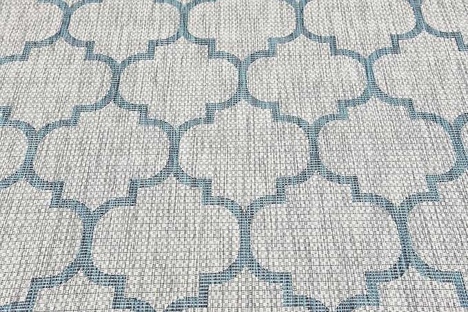 Unique Loom Outdoor Trellis Collection Area Rug (5' 3" x 8' Rectangle, Gray/ Ivory)