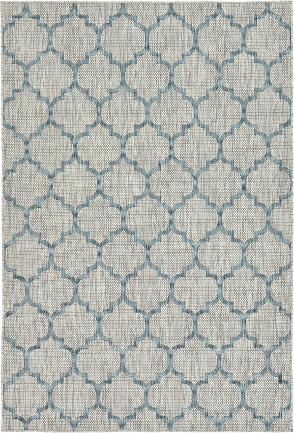Unique Loom Outdoor Trellis Collection Area Rug (6' 1" x 9' Rectangle, Gray/ Ivory)