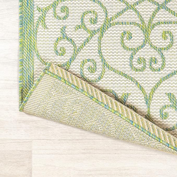 JONATHAN Y Vintage Filigree Indoor Outdoor Area Rug 3X5 Cream/Green, Madrid Textured Weave for Backyard, Patio, Porch, Easy-Cleaning, High Traffic, Pet-Friendly, Non-Shedding (SMB107J-3)