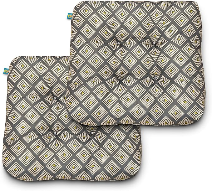 Duck Covers Water-Resistant Indoor/Outdoor Seat Cushions, 19 x 19 x 5 Inch, 2 Pack, Moonstone Mosaic, Outdoor Patio Cushions
