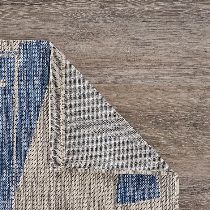 LR Home 8x10 Indoor/Outdoor Area Rug for Home Decor | Nautical Sailboats Large Size Carpet for Living Room, Bedroom, Playroom, Patio, Garden | Modern Farmhouse Rug | Gray/Blue