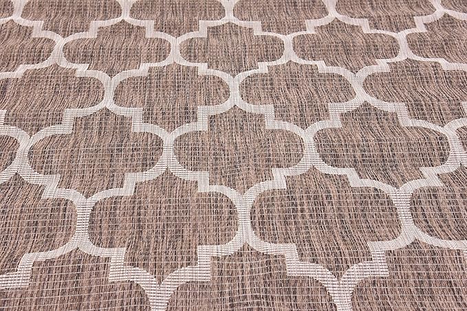 Unique Loom Outdoor Trellis Collection Area Rug (9' x 12' Rectangle, Brown/ Ivory)