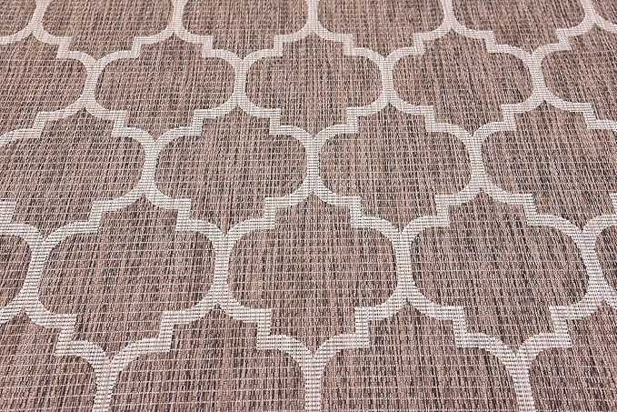 Unique Loom Outdoor Trellis Collection Area Rug (5' 3" x 8' Rectangle, Brown/ Ivory)