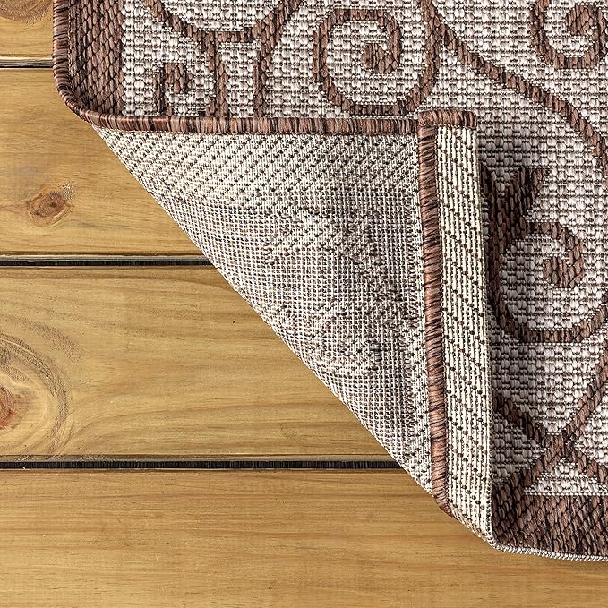 JONATHAN Y Vintage Filigree Indoor Outdoor Area Rug 5X8 Taupe/Espresso, Madrid Textured Weave for Backyard, Patio, Porch, Easy-Cleaning, High Traffic, Pet-Friendly, Non-Shedding (SMB107C-5)