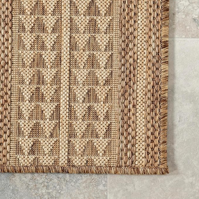 nuLOOM 4x6 Outdoor/Indoor Ranya Tribal Area Rug, Light Brown, Geometric Design, Stain Resistant, Highly Durable, For Patio, Balcony, Bedroom, Dining Room, Living Room, Bathroom