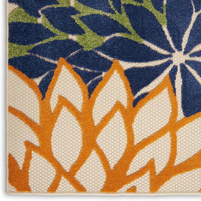 Nourison Home Aloha Indoor/Outdoor Multicolor 2'3'' x 8' Area--Rug, Tropical, Botanical, Easy--Cleaning, Non Shedding, Bed Room, Living Room, Dining Room, Deck, Backyard, Patio (2x8)