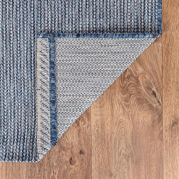 Keen Home Design Terrace Outdoor Area Rug - 63" Round Washable Indoor/Outdoor Rug for Patio, Kitchen, Balcony, Beach, Garden, Deck and Porch, Size: 5'3" Round, Solid Navy