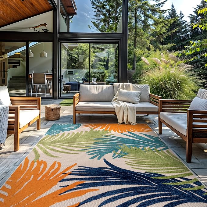 Rugshop Multi Lucca Contemporary Floral Indoor/Outdoor Area Rug Durable Polypropylene, Weather Resistant, Perfect for Patio, Backyard, Deck and Outdoor Lounge, High Traffic Areas 12' x 15'